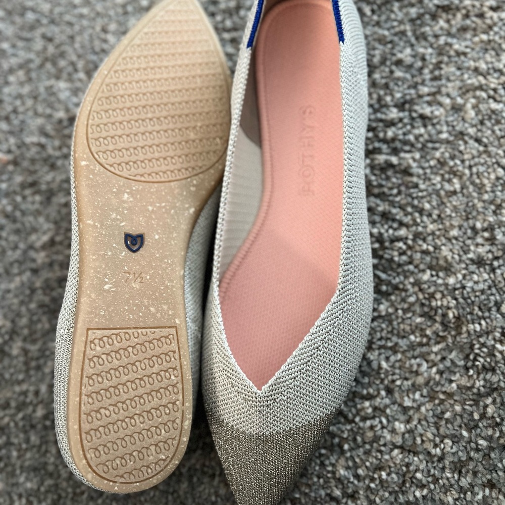 NEW Rothy's Women's Silver/gold Flats with Blue Accent